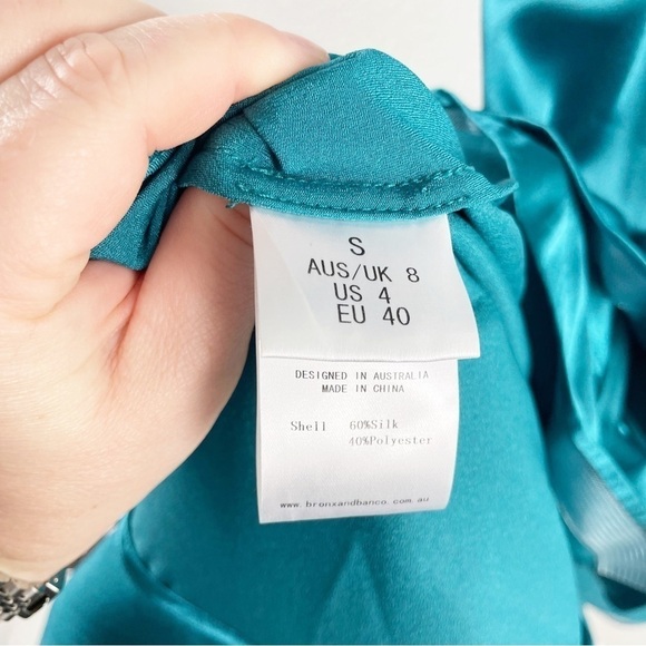 Bronx and Banco Monica Ruffle Asymmetrical Gown in Blue Formal Black Tie Dress - Picture 11 of 12